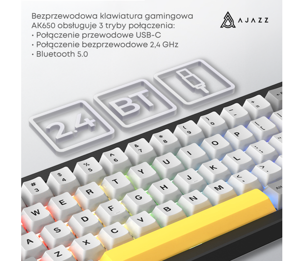 Ajazz AK650 Dream Weaver Switch Black Gray Yellow RGB z ekanem - 1536355 - zdjęcie 5